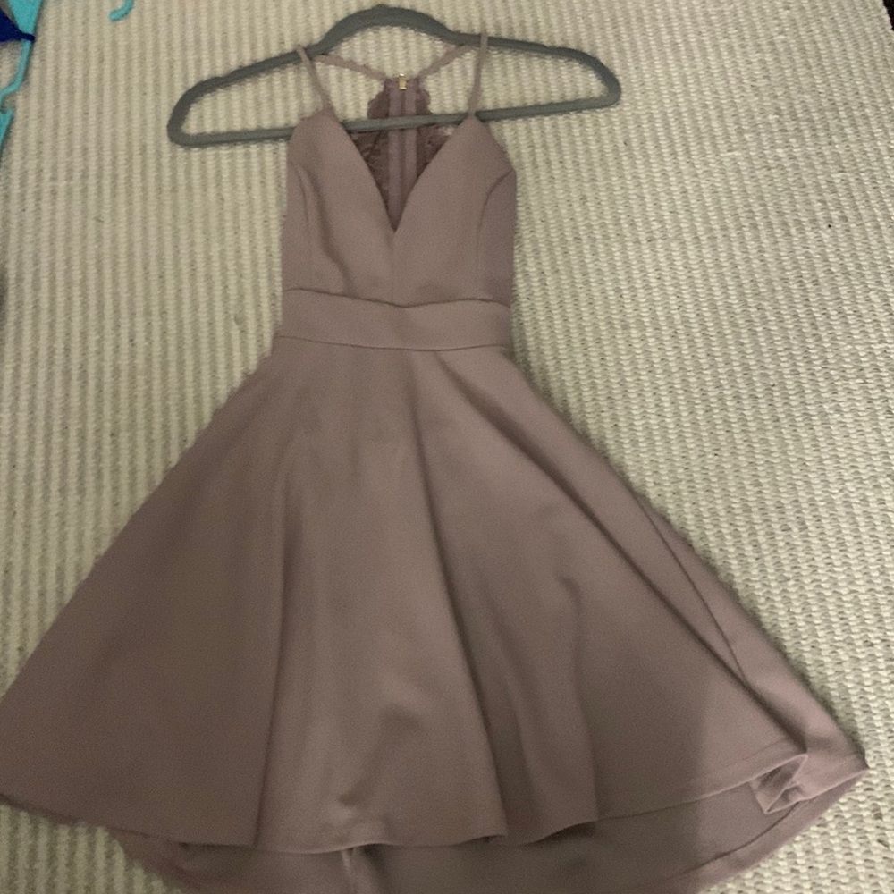 Pink/nude mini tight dress with open lace back